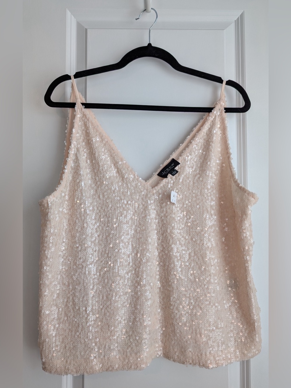 J. Crew Collection Women’s Carrie V Neck Camisole Sequin Ivory Cream NWT Size L